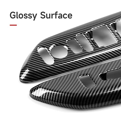 Car Window Lift Control Switch Panel Cover Decals for 2016-2021 Honda Civic 10th Gen Accessories ABS Carbon Fiber Stickers, Not for Coupe Model - color: Window Control Switch