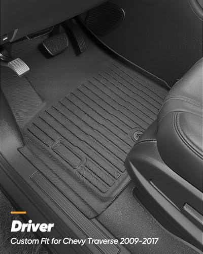 All Weather Floor Mats & Cargo Liner Custom Fit for Chevy Traverse 2009-2017 (Only Fits Captain's Chairs), Front 2nd Backrest Trunk Mats for Buick Enclave 2009-2017, TPE Anti-Slip Car Accessories