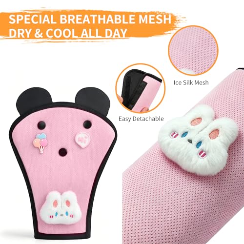 Cute Bear Seat Belt Cover Pads for Kids – Soft Mesh Seatbelt Cushion, Shoulder & Belly Protector, 2-Piece Set - color: Bear(black)