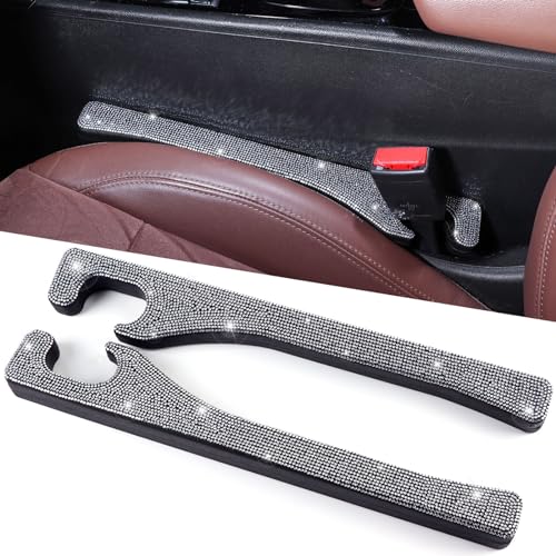 Briwill Bling Car Seat Gap Filler, 2 Pack Universal Fit for Car SUV Truck Handmade Crystal Rhinestone Diamond Car Gap Filler Bling Car Accessories for Women(Silver) - color: B-Silver
