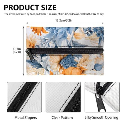 Fabric Purse Zipper Tissue Bag Boho Floral Pocket Tissues Travel Packs Washable Tissue Holder 5.2 x 3.2 Inch Tissue Packs for Coins Tissue Cards Car Travel Office Home - color: Boho Floral