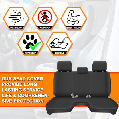 Truck Bench Seat Cover Compatible with 2005-2014 Toyota Tacoma with Large Notched, Black