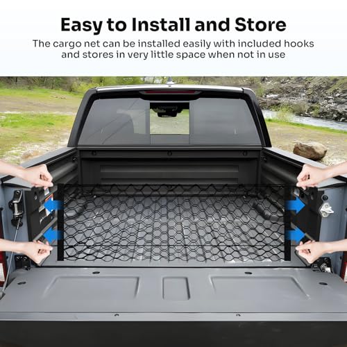 Canvcle Trunk Cargo Net for 2017-2026 Honda Ridgeline Accessories Envelope Style Mesh Trunk Net Organizer and Storage Stretchable Adjustable Elastic Nylon Rear Cargo Netting with Hooks - style: for Honda Ridgeline