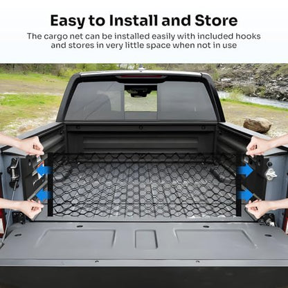 Canvcle Trunk Cargo Net for 2017-2026 Honda Ridgeline Accessories Envelope Style Mesh Trunk Net Organizer and Storage Stretchable Adjustable Elastic Nylon Rear Cargo Netting with Hooks - style: for Honda Ridgeline