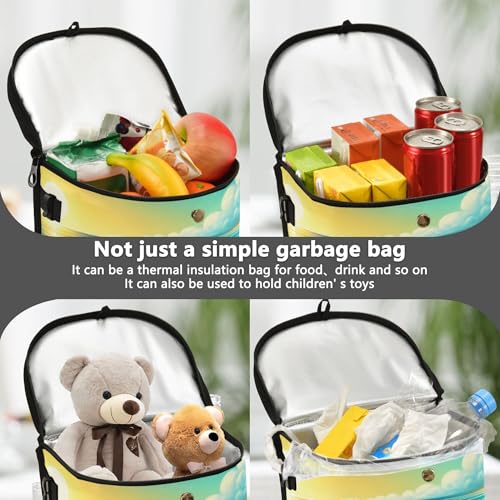MNSRUU Car Trash Can with Lid, Turtle Wearing Sunglasses Car Trash Bag Hanging Organizers and Storage for Front Back Seat, Leak-Proof Trash Bin - color: Cat I8055A