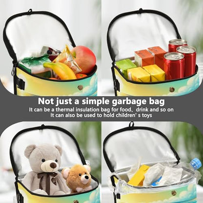 MNSRUU Car Trash Can with Lid, Turtle Wearing Sunglasses Car Trash Bag Hanging Organizers and Storage for Front Back Seat, Leak-Proof Trash Bin - color: Cat I8055A