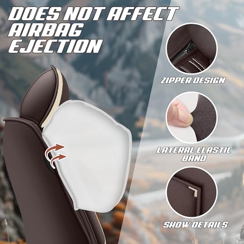 Car Seat Covers Fit for Honda 2000-2026, Stylish Sport Seat Covers, Waterproof Wear-Resistant Premium Nappa Leather Car Seat Covers.(Full Set with Pillow/Coffee Color)