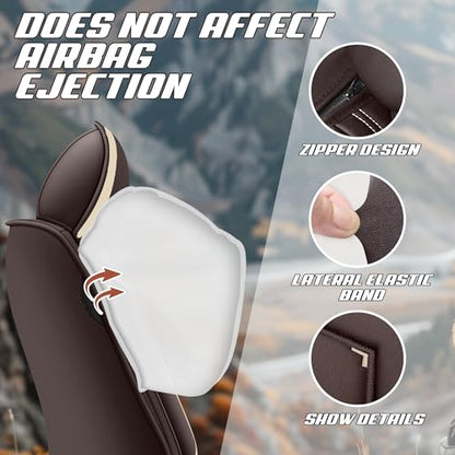 Car Seat Covers Fit for Honda 2000-2026, Stylish Sport Seat Covers, Waterproof Wear-Resistant Premium Nappa Leather Car Seat Covers.(Full Set with Pillow/Coffee Color)