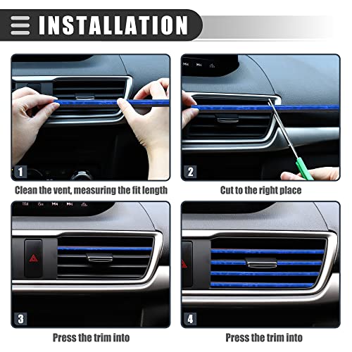 Motoforti Universal Car Vent Outlet Trims, Car Interior Accessories, Air Conditioner Vent Outlet Trim Decoration Strip, PVC, Blue, 40 Pcs