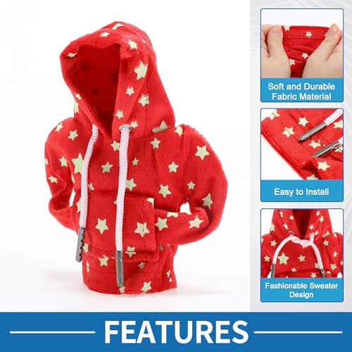 Universal Shift Knob Cover Star Glow in the Dark Pattern Gearstick Hoodie Shifter Lever Knob Hoodie for Car RV Truck SUV Fabric Red - color: Red