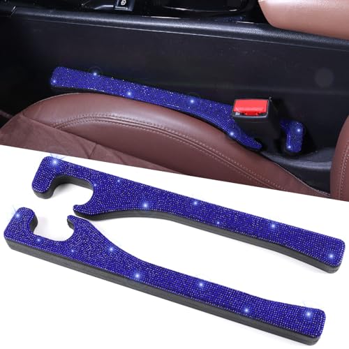 Briwill Bling Blue Car Seat Gap Filler 2 Pack Handmade Crystal Rhinestone Diamond Blue Gap Filler for Car SUV Truck Blue Bling Car Accessories for Women(Blue) - color: K-Dark blue