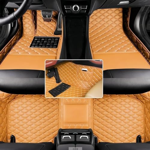 Custom Floor Mats for Audi A1, A3, A4, A5, A6, A7, A8,TT, TTS, Q2, Q3, Q5, Q7, Q8,RS3 RSQ8 S3 S4 S5 S6 S7 S8 e-tron, Q4 e-tron,All Weather Waterproof Luxury Leather (Orange) - color: Orange