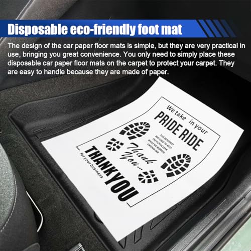 50PCS Car Kraft Paper Floor Mats, 15x19 Inch Waterproof Temporary Vehicle Floor Protective Pads, Disposable Automotive Wash & Detailing Supplies (White) - color: White