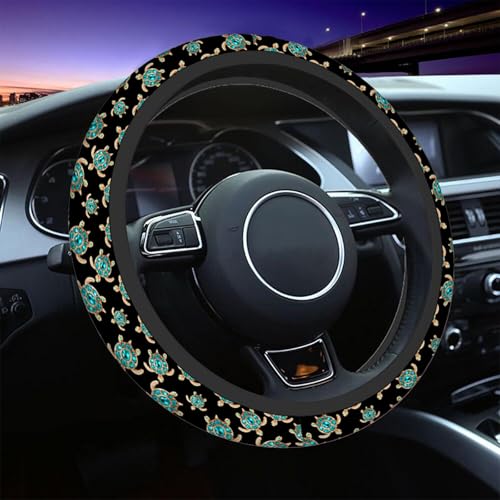 Swono Turtle with Stones Blue Car Neoprene Steering Wheel Cover Jewelry in The Form of A Turtle with Blue 15 Inch Anti-Slip Wheel Wrap Case Protector for SUV Sedan Vans Trucks - color: multi-051
