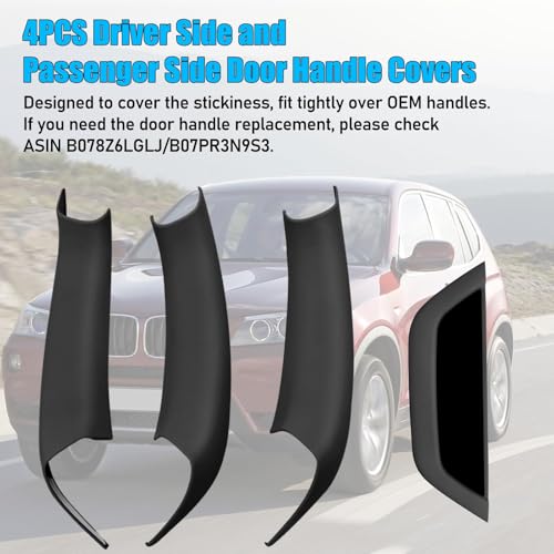 Jaronx Compatible with BMW X3 F25/X4 F26 Door Handle Cover, 4PCS Driver Side Door Armrest Insert & Interior Passenger Pull Handle Covers for BMW X3 F25 2010-2016, X4 F26 2014-2017 (Black) - color: Black, size: 4Pieces