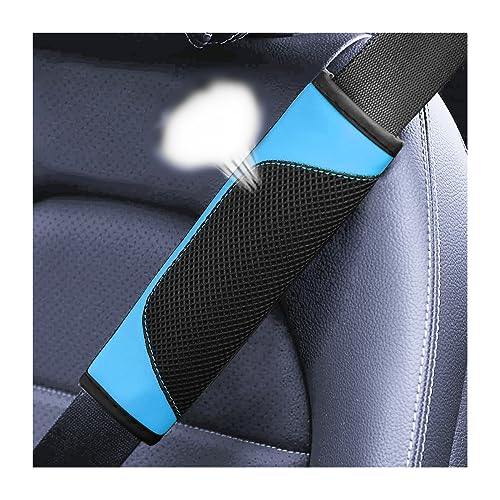 BESULEN Car Seat Belt Pads Cover, 2 Pack Leather Mesh Universal Seatbelt Shoulder Strap Protector, Soft Harness Pad Safety Belt Cover for Comfortable Driving, Car Interior Accessories (Blue) - color: Blue
