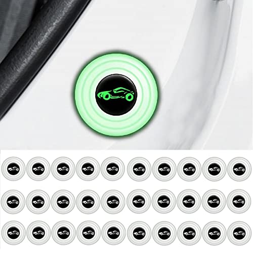 30PC Car Door Shock Absorbing Gasket,Car Door Protector Stickers,Collision Avoidance/Soundproof/Door Edge Guards Protectors for Car (Luminous Car) - color: Luminous Car