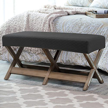 Fuloon Stretch Jacquard Dining Bench Cover - Anti-Dust Removable Bench Slipcover Washable Seat Cushion Protector for Bedroom, Kitchen, Hotel, Banquet (Black) - color: Black