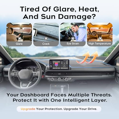 Upgraded Gray Dashboard Cover for 2023-2026 Honda CR-V Accessories,Custom Fit Dash Cover Mat Carpet Sunshade Pad UV Protection Anti-Glare Non-Slip【Sensor Friendly】 - size: 23+CR-V Dash Cover(Gray)
