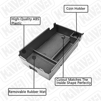Center Console Organizer Tray Compatible with Chevy Equinox 2018 2019 2020 2021 2023 2024 Accessories, Armrest Insert Secondary Storage Box (Not Fit 2025 2026) Black Trim - color: black