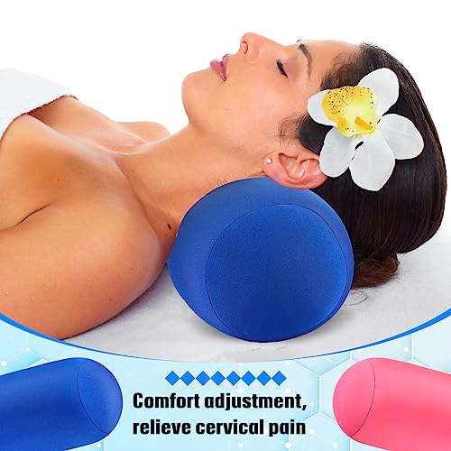 Geelin 2 Pcs Microbead Roll Pillow 11.8 x 6.3 Inch Soft Pillow Bolster Cylindrical Pillow Microbead Pillows for Sleeping Home Travel Neck Head Back Support Rest (Pink, Blue) - color: Pink, Blue