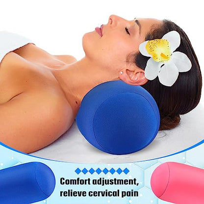 Geelin 2 Pcs Microbead Roll Pillow 11.8 x 6.3 Inch Soft Pillow Bolster Cylindrical Pillow Microbead Pillows for Sleeping Home Travel Neck Head Back Support Rest (Pink, Blue) - color: Pink, Blue