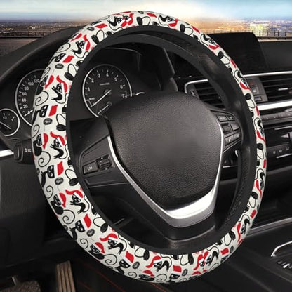Cute Christmas Cat Kitty Kitten Car Steering Wheel Cover,Non-Slip Elastic Neoprene-Sweat Car Accessories,Universal 15 Inch Fit Auto, Vans Trucks,Suvs, Truck - color: Cat