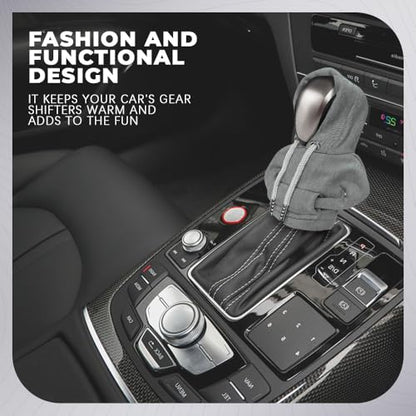 Gear Shift Hoodie, Gear Shift Cover, Fashionable Hoodie Automotive Gear Shift Knob Protector, Car Accessories Mini Sweater Gear Shift Knob Cover for Car Gear Shift Levers (Gray) - color: Gray