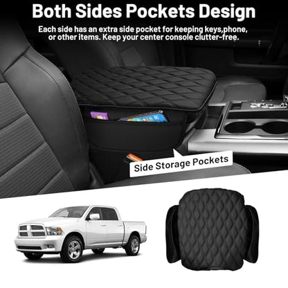Autorder Center Console Cover for 2002-2012 Dodge Ram 1500 2500 3500 Accessories Armrest Cushion Cover Leather Middle Console Covers Anti-Scratch Cushion Pad with Pockets Storage(Jump Seat Only) - size: 2002-2012 Dodge Ram 1500