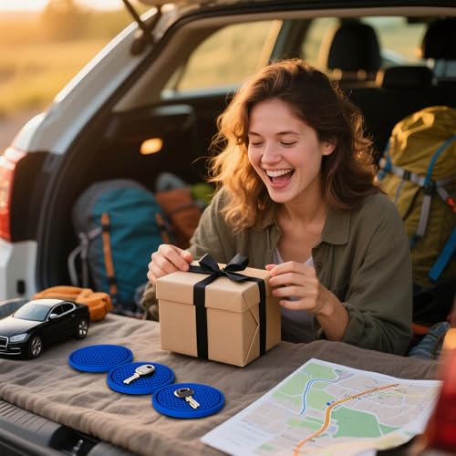 Car Cup Holder Coaster 4 Pack - Non Slip & Shockproof,Flexible PVC Rubber Insert for Car/Truck/SUV/Van (2.75"x0.2") Universal Fit Auto Cup Holders Accessories for Women and Man (Blue) - color: Blue