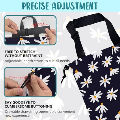 Car Garbage Bag Chamomile Flowers Hanging Canvas Car Trash Bag Waterproof Drawstring Car Back Seat Organizer for Car Back Front Seat Console with Adjustable Buckle - color: Chamomile Flowers