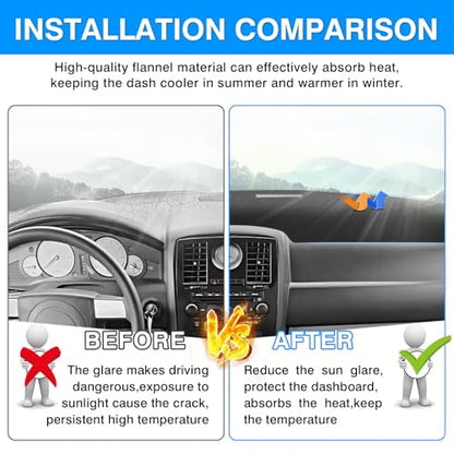 Autorder Dashboard Cover Mat for Chrysler 300 300C 2005-2010 Accessories Dash Cover Upgrade Flannel Dash Mat Sunshade Glare UV Rays Protector - size: 2005-2010 Chrysler 300