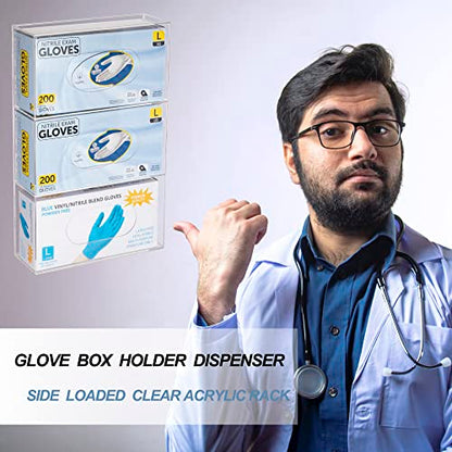 Glove Box Holder Dispenser Acrylic Single Side Loaded Clear Rack Storage Organizer for Medical, Latex - color: Triple
