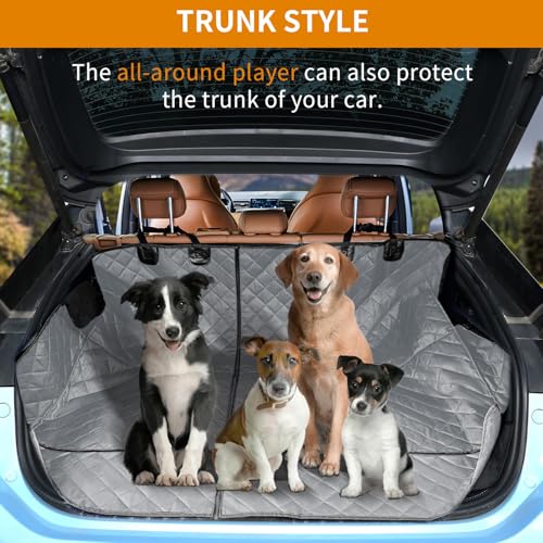 IVY&LANE Dog Car Seat Cover for Back Seat,Conversible 2-in-1 Waterproof Front Seat Cover,Heavy-Duty & Scratchproof Car Seat Protector Cover for SUVs,Trucks and Sedans(Large,Grey) - color: Grey, size: Large