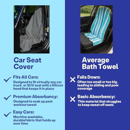2 Pack Car Seat Towel Covers, Sweat Protector for Front Seats, Premium Thickened Microfiber with Elastic Strap, Breathable & Quick Dry, Machine Washable Cover for Gym Running Beach Universal Fit Grey - color: Grey