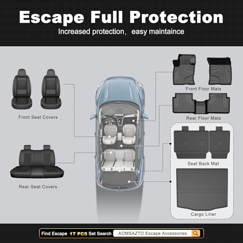 AOMSAZTO Cargo Liner & Backrest Mat for Ford Escape 2020-2026, Custom Fit Trunk Mat Rear Seat Back Cover - All Weather Interior Protection Car Accessories - size: Escape 2020-2026