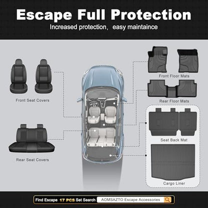 AOMSAZTO Cargo Liner & Backrest Mat for Ford Escape 2020-2026, Custom Fit Trunk Mat Rear Seat Back Cover - All Weather Interior Protection Car Accessories - size: Escape 2020-2026