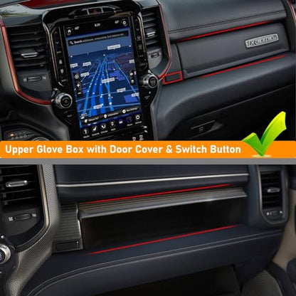 Moonlinks Compatible with Dodge Ram 1500 2500 3500 Glove Box Organizer 2019 2020 2021 2022 2023 2024,Center Console Organizer Console Tray Storage with Rubber Pad for RAM 1500 2500 3500 2019-2024
