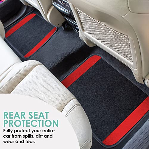 FH Group Automotive Floor Mats – Universal Fit Premium Carpet Car Mats with Driver Heel Pad, Full Set for Cars, SUVs & Trucks - Red - color: Red