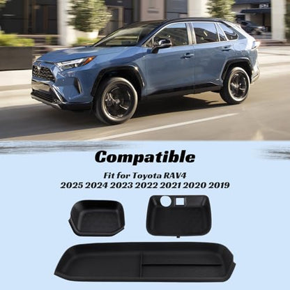 CARFIB Center Console Storage Organizer Tray Fit for Toyota RAV4 2025 2024 2023 2022 2021 2020 2019 Glove Box Organizer Tray Interior Insert Accessories 3PCS - style: Driver + Glove Box + Central Organizer Tray
