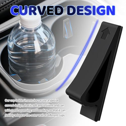 6PCS Silicone Car Cup Holder Insert,Curve Anti-Shake Car Cupholder Insert Stabilizer for Stabilizing Water Cups/Bottles,Self-Adhesive Silicone Cup Holder Inserts for Cars