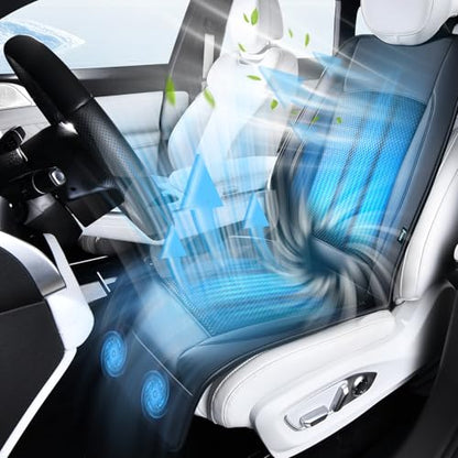 Upgraded Cooling Car Seat Cover Front Seat with Blowing&Suction, 12V-24V Ventilated Car Seat Cushion with 2 Turbo Fans, 3-Speed Adjustable Universal Fit Breathable Car Cushion for Summer Driving-Black - color: 2 Turbo Fans-Black