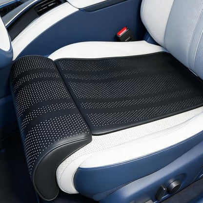 Car Seat Leg Extender Cushion, Memory Foam Under-Thigh Support Car Seat Cover– Breathable PU Leather, Non-Slip Secure Fit for Driver Seat and Office Chair, Ideal for Long Drives & Road Trips