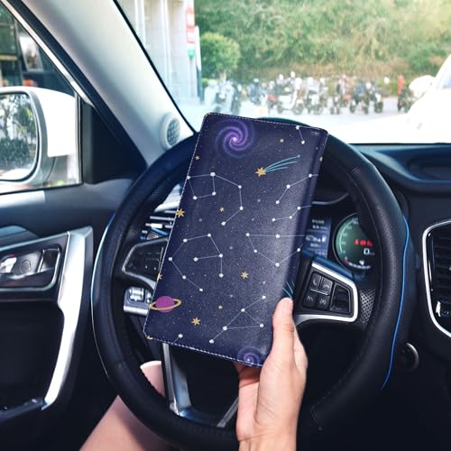 linqin Car Registration and Insurance Card Holder, Galaxy Space Glove Box Organizer Card Document Wallet - color: Galaxy Space