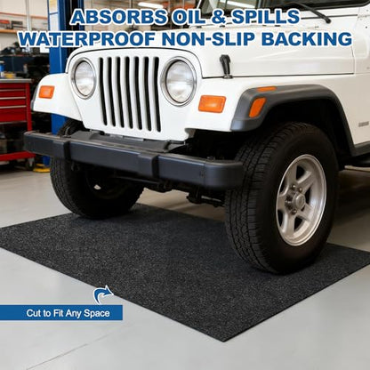 Oil Mat for Garage 36" x 59" - Premium Felt + Rubber Waterproof Backing Thickened Soft Contains Liquids Oil Spill Mat Reusable Non-Slip Maintenance Pad for Under Car Workbench Driveway Spot Protection