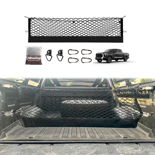 Truck Bed Cargo Net Compatible with Toyota Tundra 2007-2024 2025 2026 Accessories, Pickup Truck Bed Cargo Organizer Storage Net with Heavy Duty Carabiners - style: 2007+ Tundra