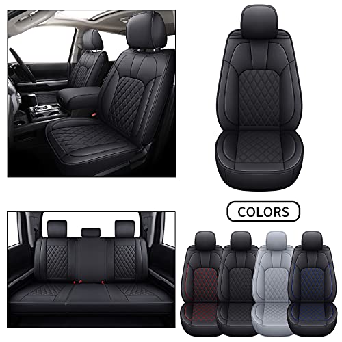 LUCKYMAN CLUB 2022-2025 2026 Tundra Pickup Trucks Car Seat Covers X05-T3 Full Set Accessories, Fit Crew/Crewmax/Extended/Double Cab with Waterproof Faux Leather (Black Full Set) - color: Black, size: 2022-2026 Full Set