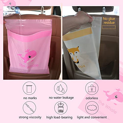 54pcs Car Trash Bags Easy Stick-On Disposable Portable Car Garbage Bags, Waterproof Leak Proof Barf Vomit Bags, Self Adhesive Cleaning Bags for Cars, Bedrooms, Bathrooms, Offices, Kitchens - Pattern B - color: B-54 Pieces