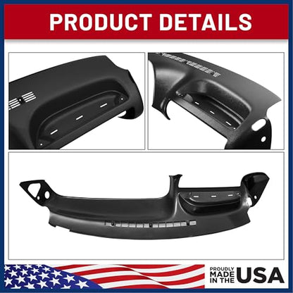 Dash Cover Compatible with 95-96 GM SUVs and Pickups in Black - Hard Molded Plastic Dashboard Cap