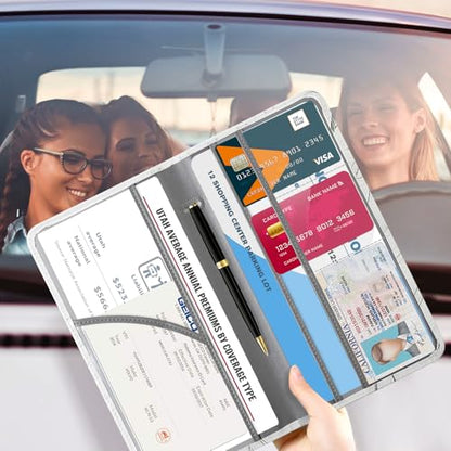 CoBak Car Registration and Insurance Holder - Vehicle Glove Box Car Organizer,Auto Truck Comparment Accessories Case with Magnetic Closure for Driver License,Cards - color: L-Sunflower Sonata